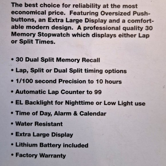 Robic 30 Lap Memory Stopwatch Silver 30 NIBP - Picture 4 of 5